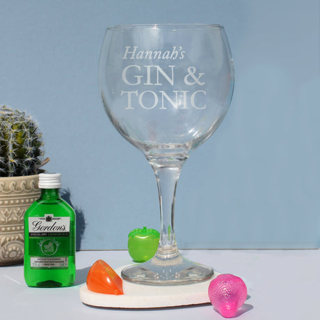 Personalised Gin & Tonic Balloon Glass with Gin Miniature Set - Alcohol Sets at Gift Moments