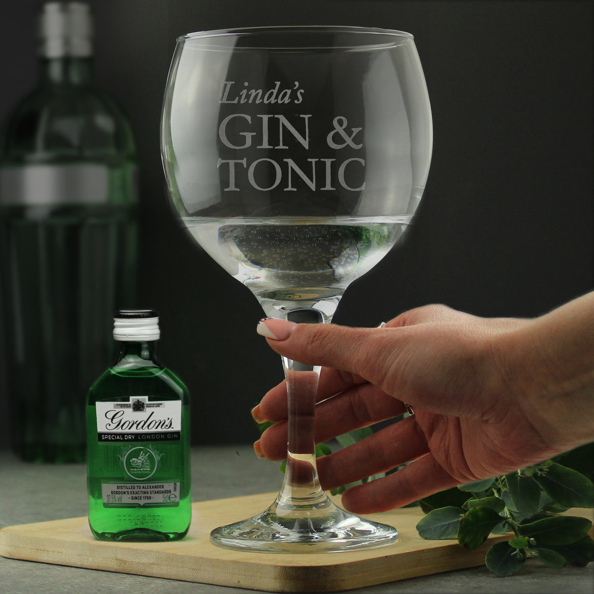 Personalised Gin & Tonic Balloon Glass with Gin Miniature Set - Alcohol Sets at Gift Moments