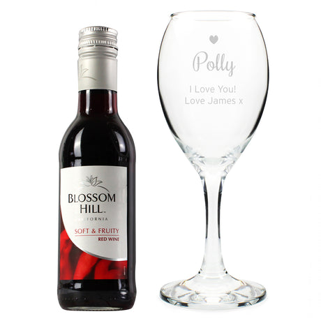 Personalised Red Wine & Heart Wine Glass Set - Alcohol Sets at Gift Moments