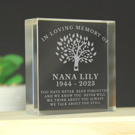 Personalised In Loving Memory Family Tree Crystal Token - Crystal Tokens at Gift Moments