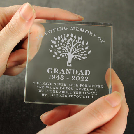 Personalised In Loving Memory Family Tree Crystal Token - Crystal Tokens at Gift Moments