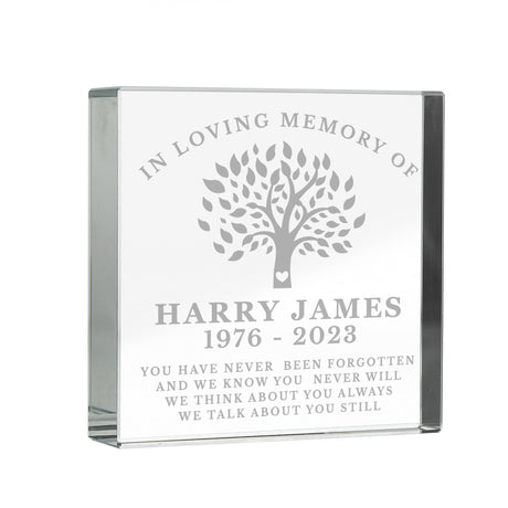 Personalised In Loving Memory Family Tree Crystal Token - Crystal Tokens at Gift Moments