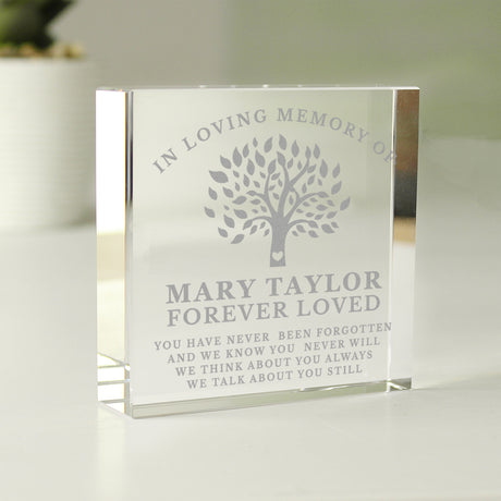 Personalised In Loving Memory Family Tree Crystal Token - Crystal Tokens at Gift Moments