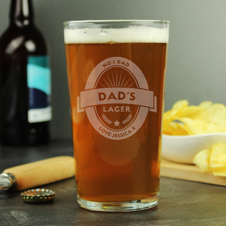 Personalised Pint Glass with Custom Labels: 6 - Beer Glasses By Gift Moments