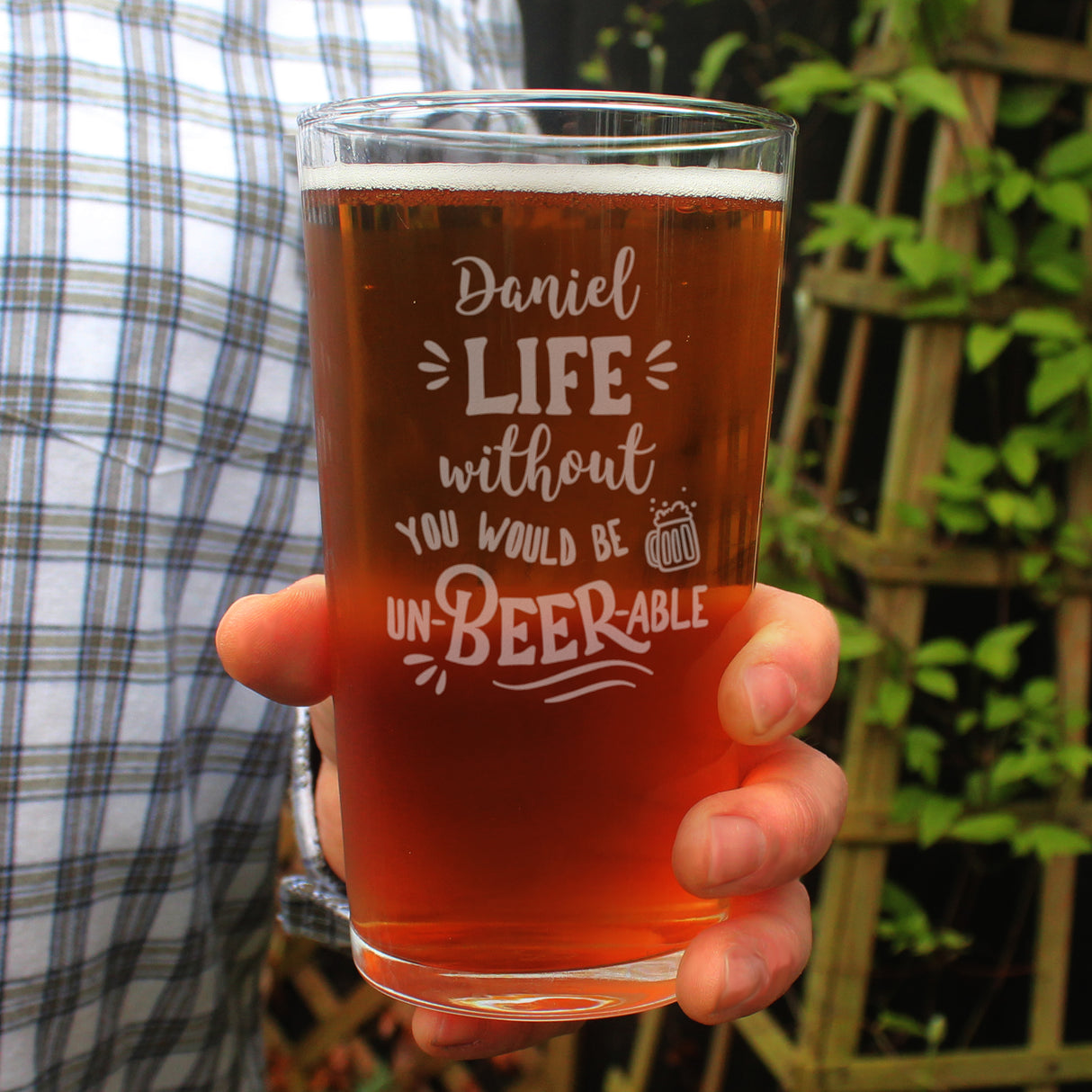 Personalised Un-beer-able Pint Glass Gift: 1 - Beer Glasses By Gift Moments