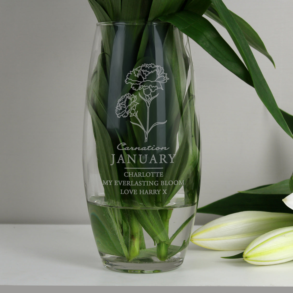 Personalised January Birth Flower Bullet Vase - Vases at Gift Moments