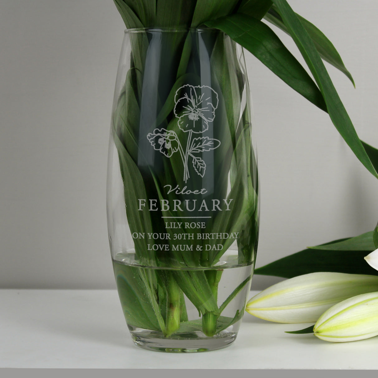 Personalised February Birth Flower Bullet Vase - Vases at Gift Moments