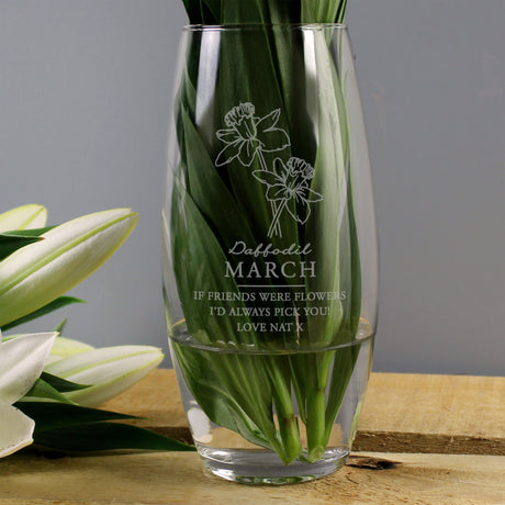 Personalised March Birth Flower Bullet Vase - Vases at Gift Moments