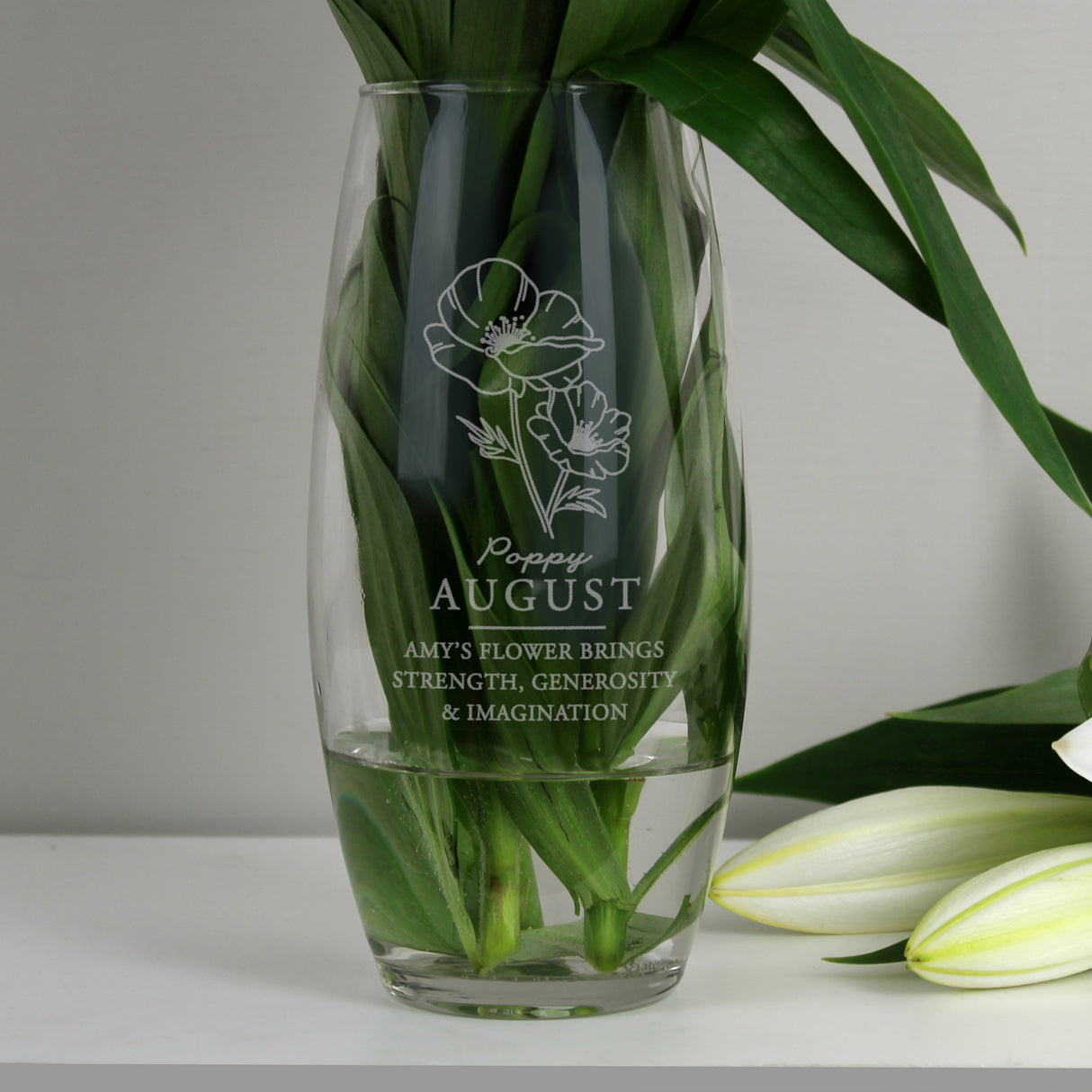 Personalised August Birth Flower Bullet Vase - Vases at Gift Moments