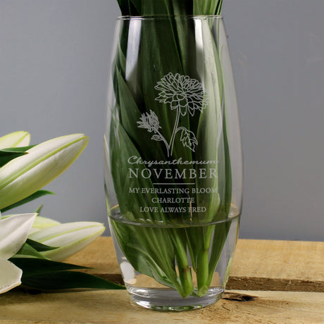 Personalised November Birth Flower Bullet Vase - Vases at Gift Moments