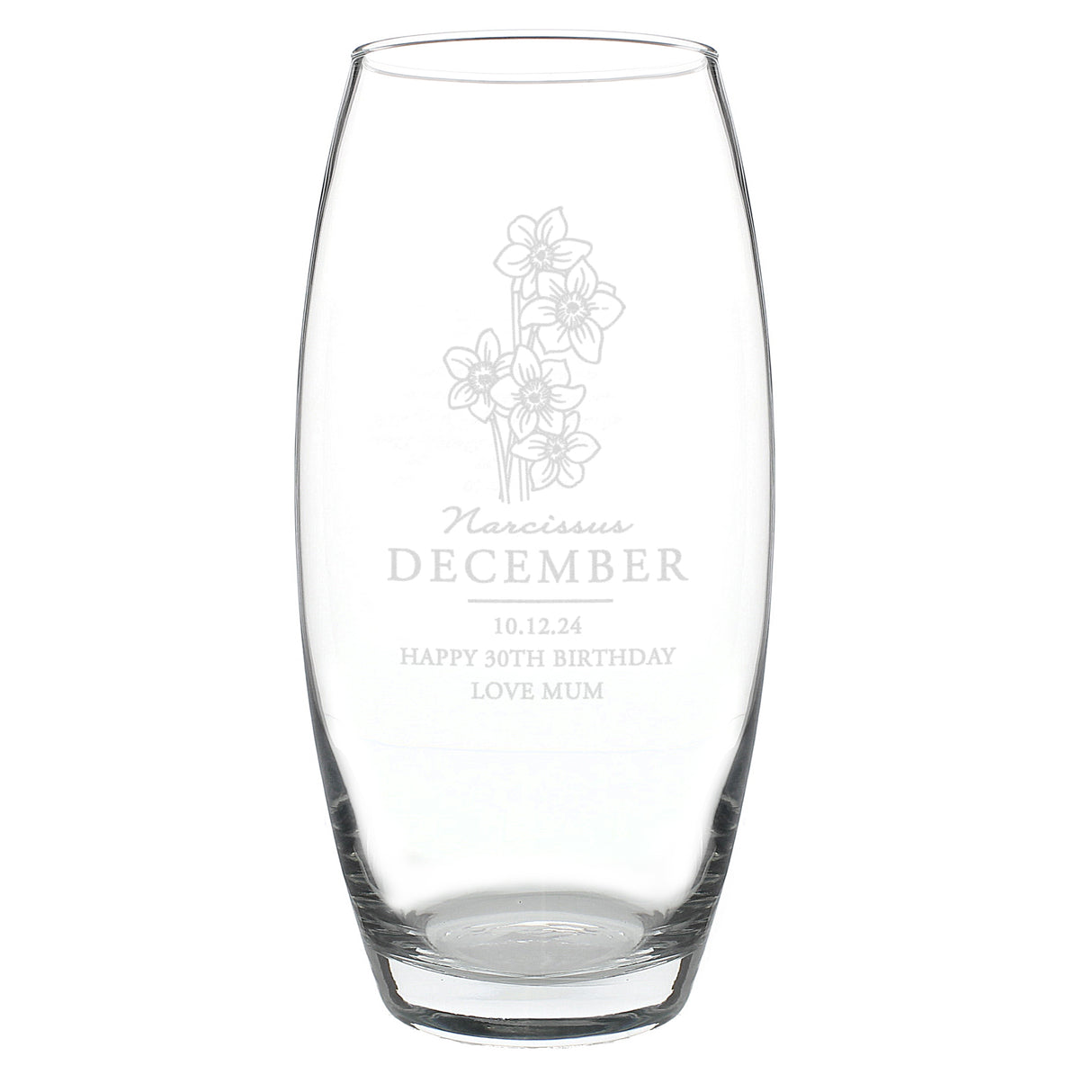 Personalised December Birth Flower Bullet Vase - Vases at Gift Moments