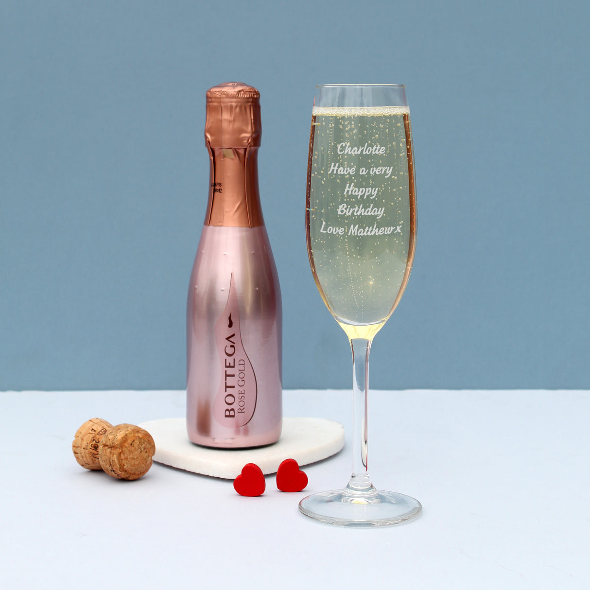 Personalised Flute & Mini Rose Bottega Prosecco Set Default Title - Alcohol Sets at Gift Moments