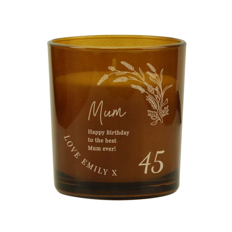 Personalised Birthday Amber Glass Candle - Candles at Gift Moments