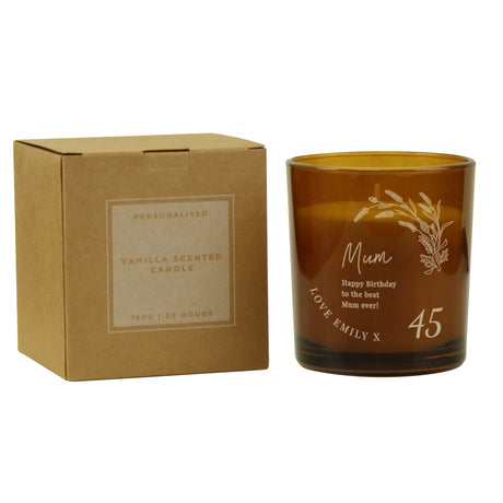 Personalised Birthday Amber Glass Candle - Candles at Gift Moments