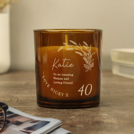 Personalised Birthday Amber Glass Candle - Candles at Gift Moments