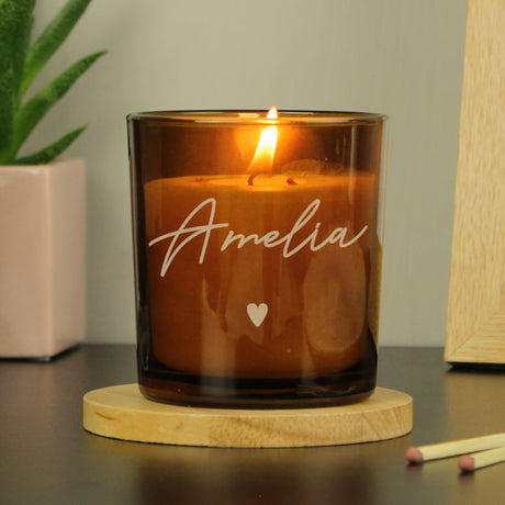 Personalised Amber Glass Candle Default Title - Candles at Gift Moments