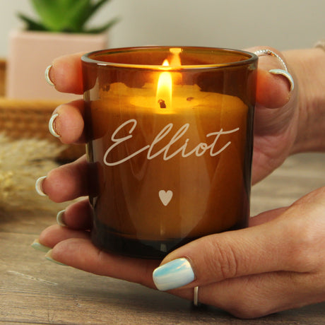 Personalised Amber Glass Candle - Candles at Gift Moments