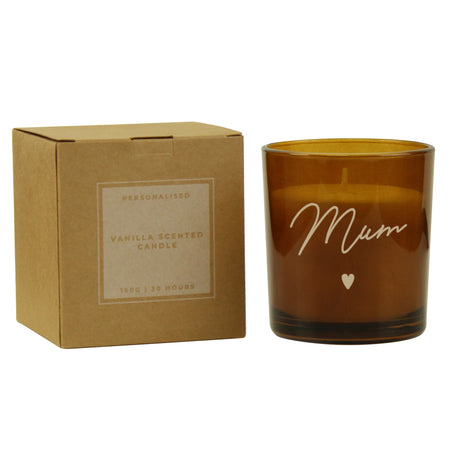 Personalised Amber Glass Candle - Candles at Gift Moments