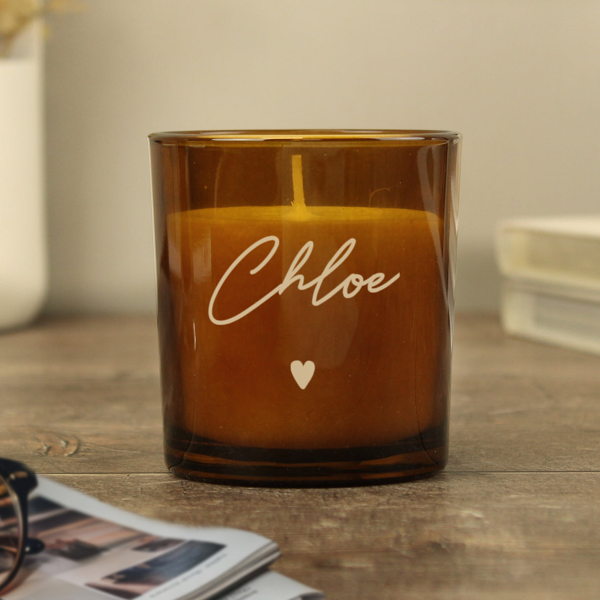 Personalised Amber Glass Candle