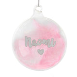 Personalised Pink Feather Glass Bauble: 7 - Christmas Baubles By Gift Moments