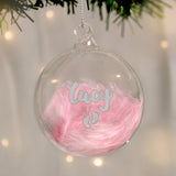 Personalised Pink Feather Glass Bauble: 4 - Christmas Baubles By Gift Moments