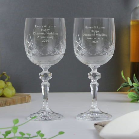 Personalised Pair of Crystal Wine Glasses - Wine Glasses at Gift Moments