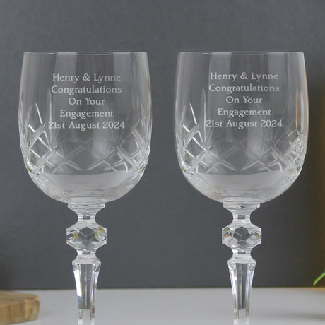 Personalised Pair of Crystal Wine Glasses - Wine Glasses at Gift Moments