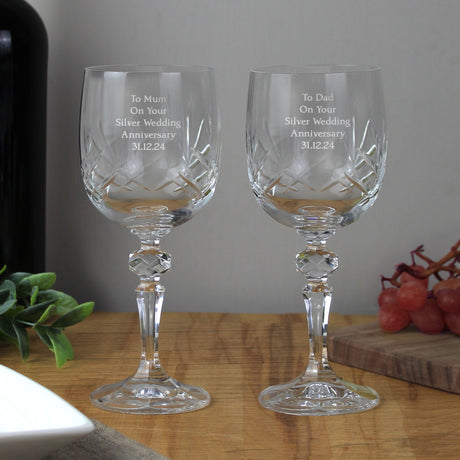 Personalised Pair of Crystal Wine Glasses - Wine Glasses at Gift Moments