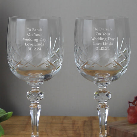 Personalised Pair of Crystal Wine Glasses - Wine Glasses at Gift Moments