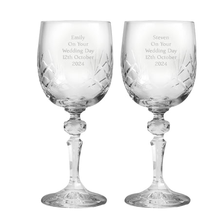 Personalised Pair of Crystal Wine Glasses - Wine Glasses at Gift Moments