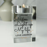 Personalised You Light Up My Life Glass Tea Light Holder Default Title - Candle Holders at Gift Moments