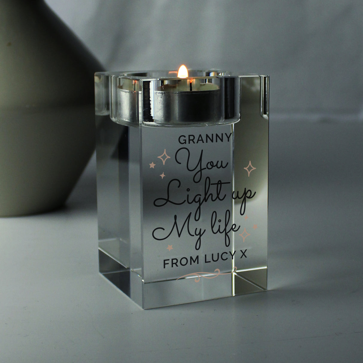 Personalised You Light Up My Life Glass Tea Light Holder - Candle Holders at Gift Moments