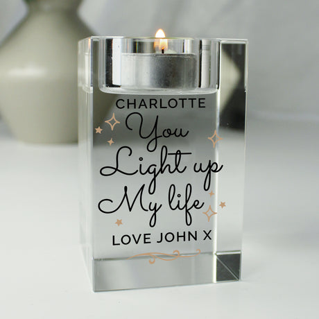 Personalised You Light Up My Life Glass Tea Light Holder - Candle Holders at Gift Moments