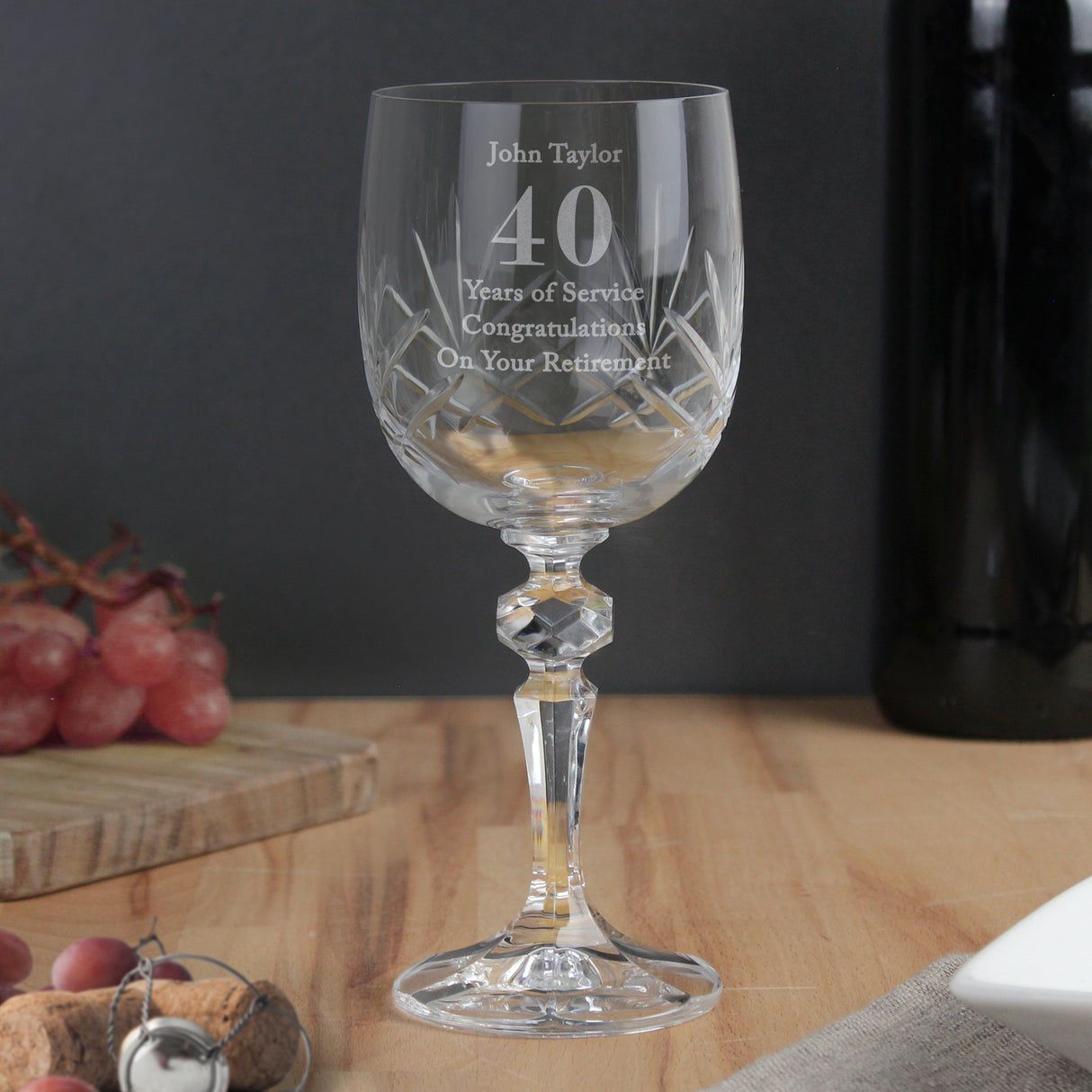 Personalised Big Age Cut Crystal Wine Glass - Wine Glasses at Gift Moments