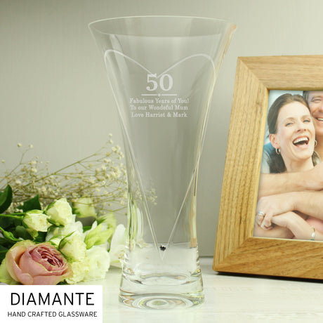 Personalised Special Year Diamante Heart Vase - Vases at Gift Moments