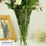 Personalised Free Text Botanical Hand Cut Diamante Heart Vase - Vases at Gift Moments