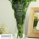 Personalised Free Text Botanical Hand Cut Diamante Heart Vase - Vases at Gift Moments