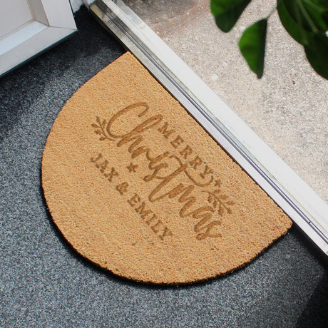 Personalised Christmas Half Moon Indoor Doormat - Doormats at Gift Moments