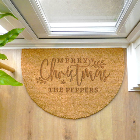 Personalised Christmas Half Moon Indoor Doormat - Doormats at Gift Moments