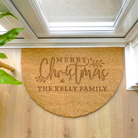 Personalised Christmas Half Moon Indoor Doormat - Doormats at Gift Moments