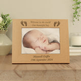 Personalised Baby Feet 5x7 Landscape Oak Finish Photo Frame - Photo Frames at Gift Moments