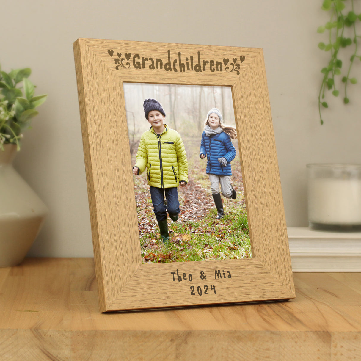 Personalised Oak Grandchildren Photo Frame 5x7: 1 - Photo Frames By Gift Moments