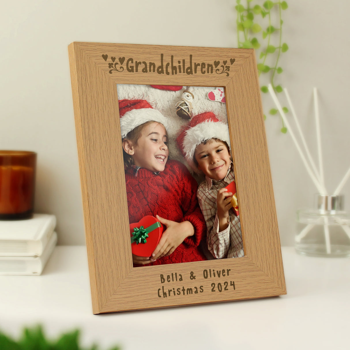 Personalised Oak Grandchildren Photo Frame 5x7: 3 - Photo Frames By Gift Moments