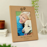 Personalised Paw Prints 5x7 Oak Finish Photo Frame - Photo Frames at Gift Moments