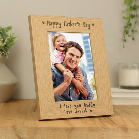 Personalised Father’s Day Oak Photo Frame 5x7: 1 - Photo Frames By Gift Moments