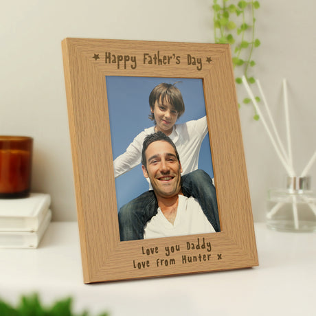 Personalised Father’s Day Oak Photo Frame 5x7: 3 - Photo Frames By Gift Moments