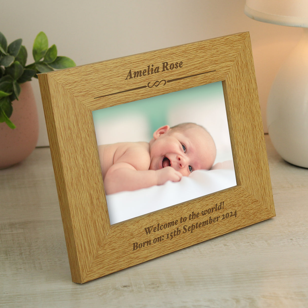 Personalised Oak Finish Landscape Photo Frame: 2 - Photo Frames By Gift Moments