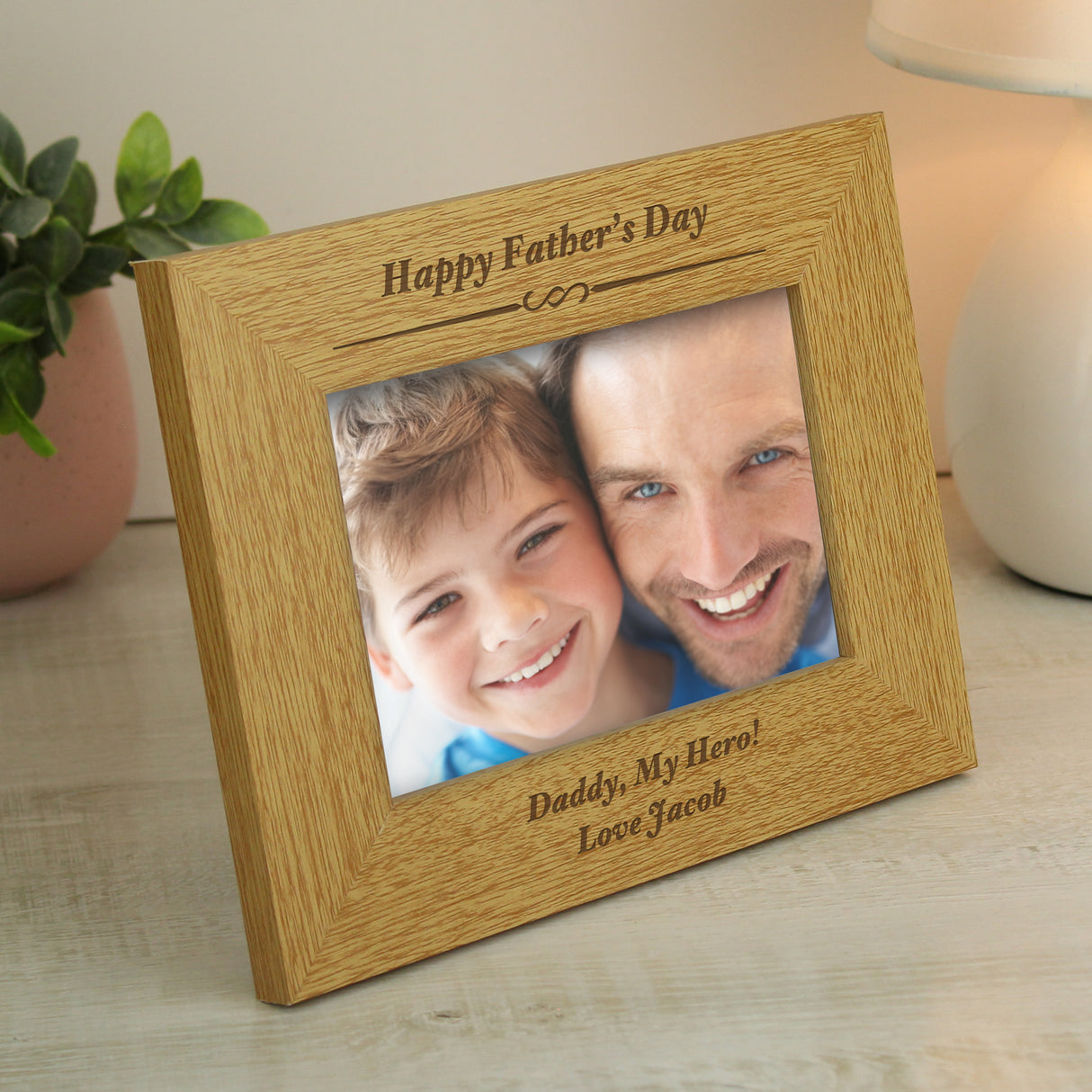 Personalised Oak Finish Landscape Photo Frame: 4 - Photo Frames By Gift Moments