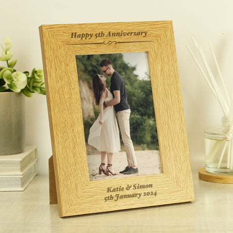 Personalised 4x6 Oak Finish Photo Frame: 3 - Photo Frames By Gift Moments