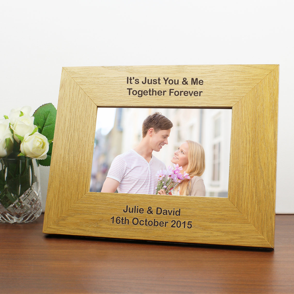 Personalised Oak Finish 6x4 Photo Frame: 2 - Photo Frames By Gift Moments